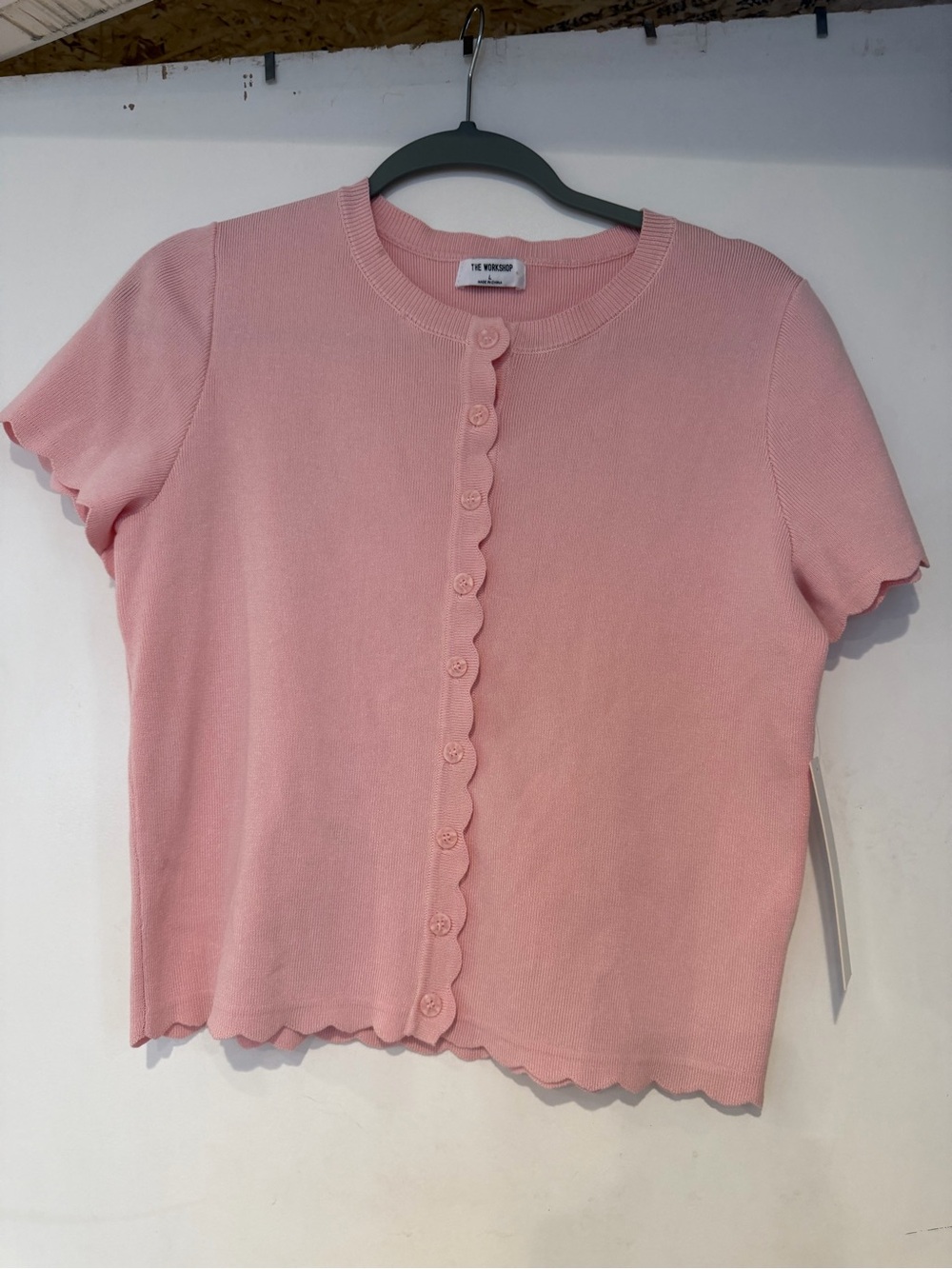 Cotton On Pink Scallop-Edge Short Sleeve Cardigan